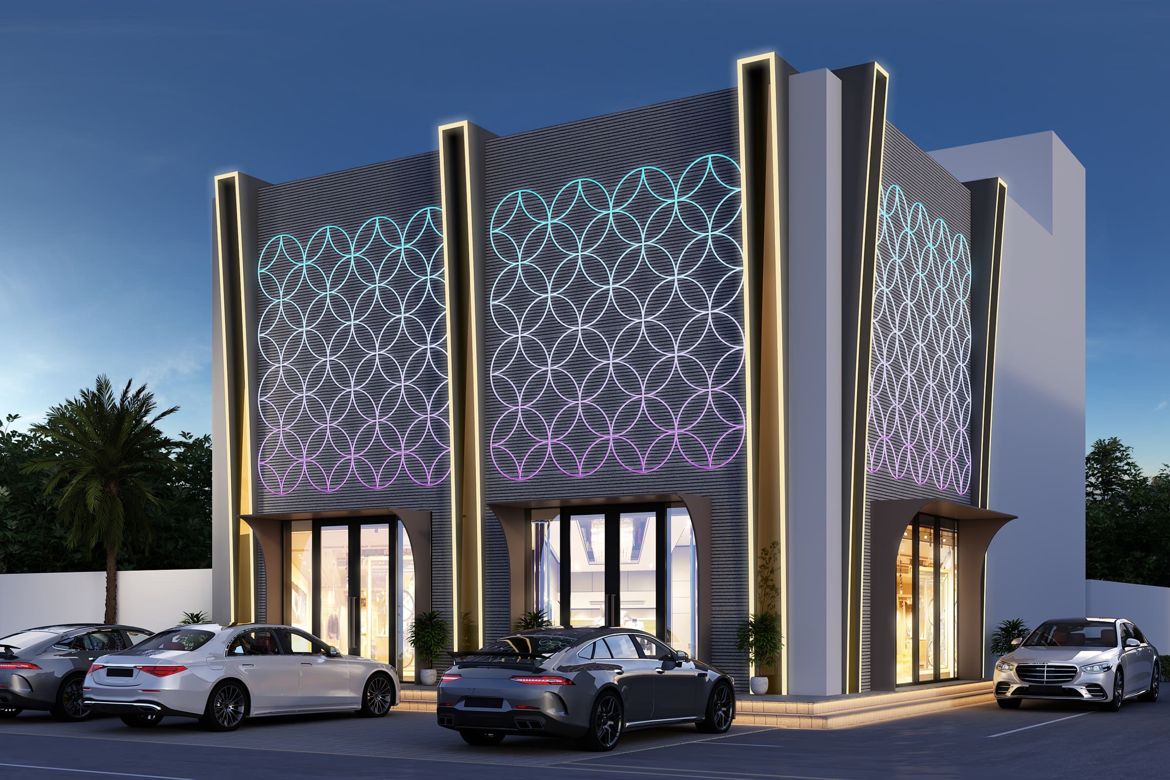 Gunyog Luxury Retail — Geometric Facade